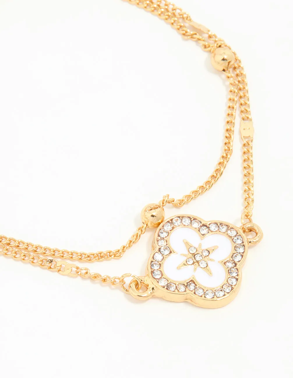 Waterproof Gold Plated Stainless Steel Flower Enamel Layered Bracelet sold by lovisa product image thumbnail 2