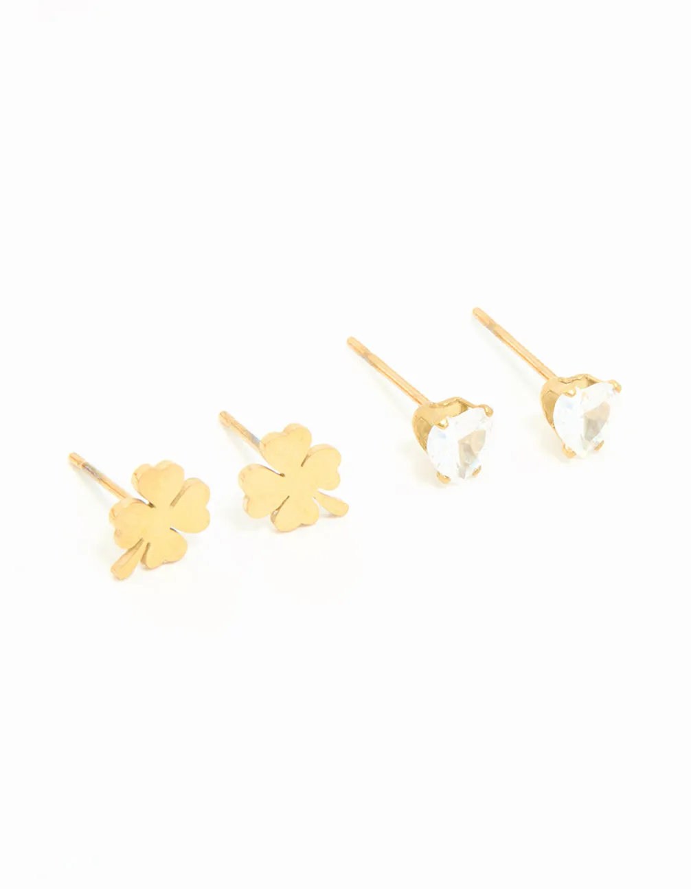 Waterproof Gold Plated Stainless Steel Clean Clover Stud Earrings 3-Pack sold by lovisa product image thumbnail 3