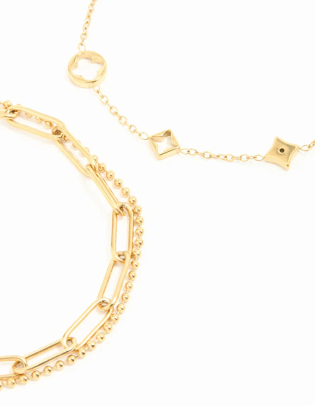 Waterproof Gold Plated Stainless Steel Hollow Flower Chain Bracelets 2-Pack sold by lovisa product image thumbnail 2