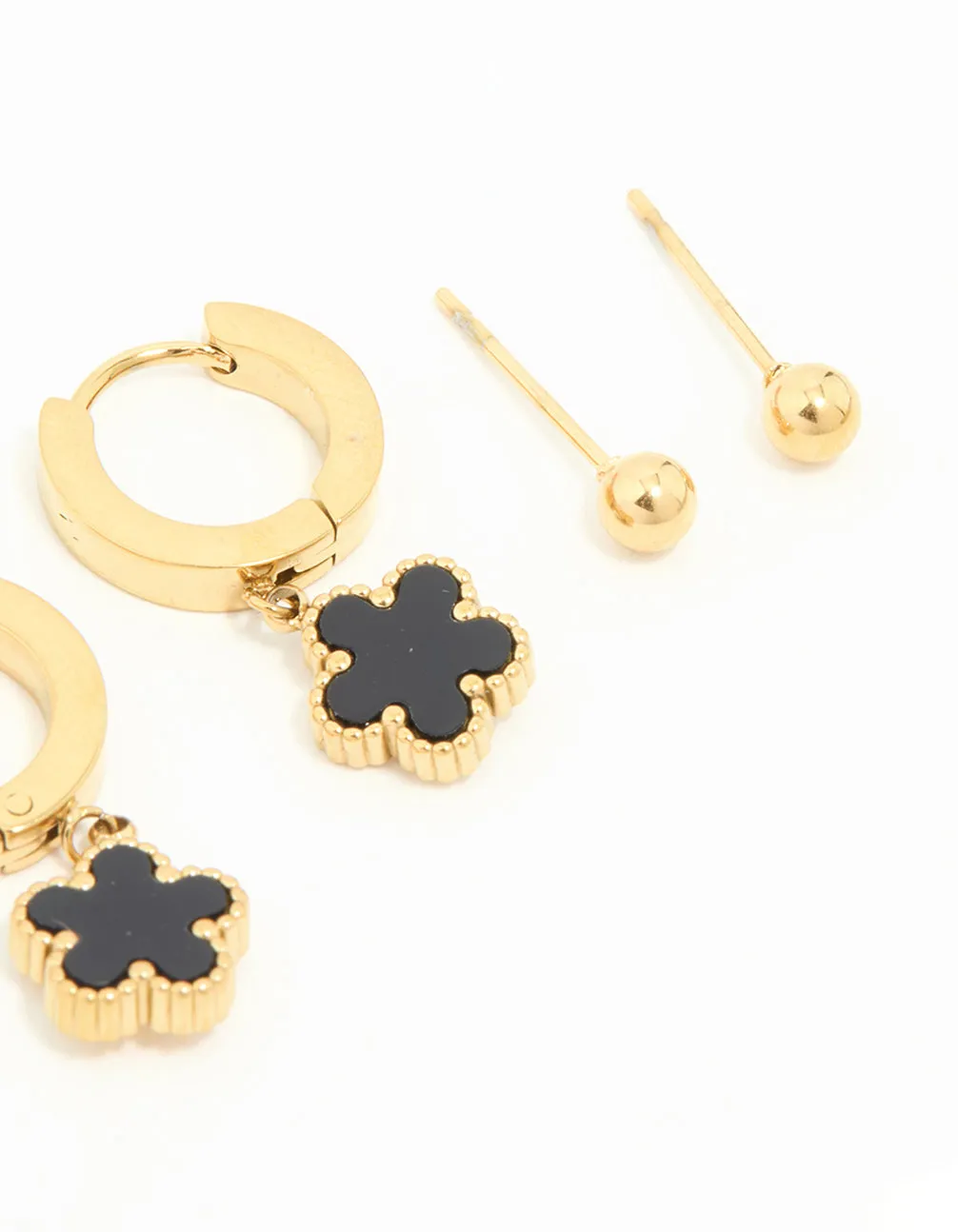 Waterproof Gold Plated Stainless Steel Flower & Star Earrings 3-Pack sold by lovisa product image thumbnail 3