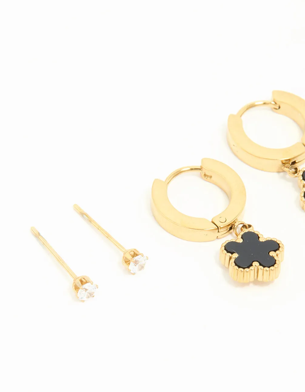 Waterproof Gold Plated Stainless Steel Flower & Star Earrings 3-Pack sold by lovisa product image thumbnail 2