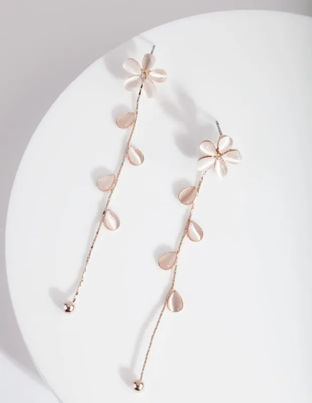 Rose Gold Flower Vine Drop Earrings sold by lovisa