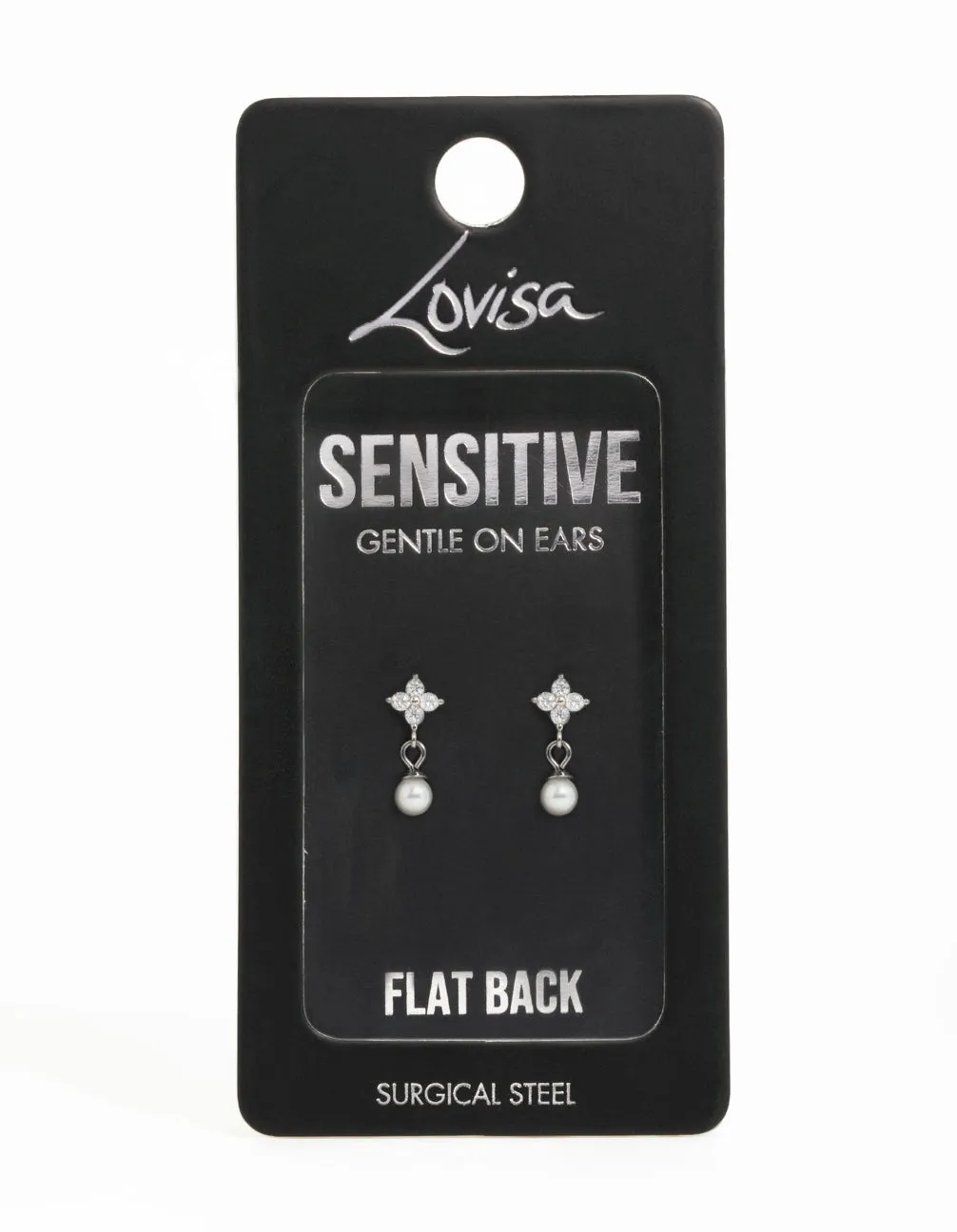 Surgical Steel Pearl Cubic Zirconia Flower Flat Back Earrings sold by lovisa product image thumbnail 5