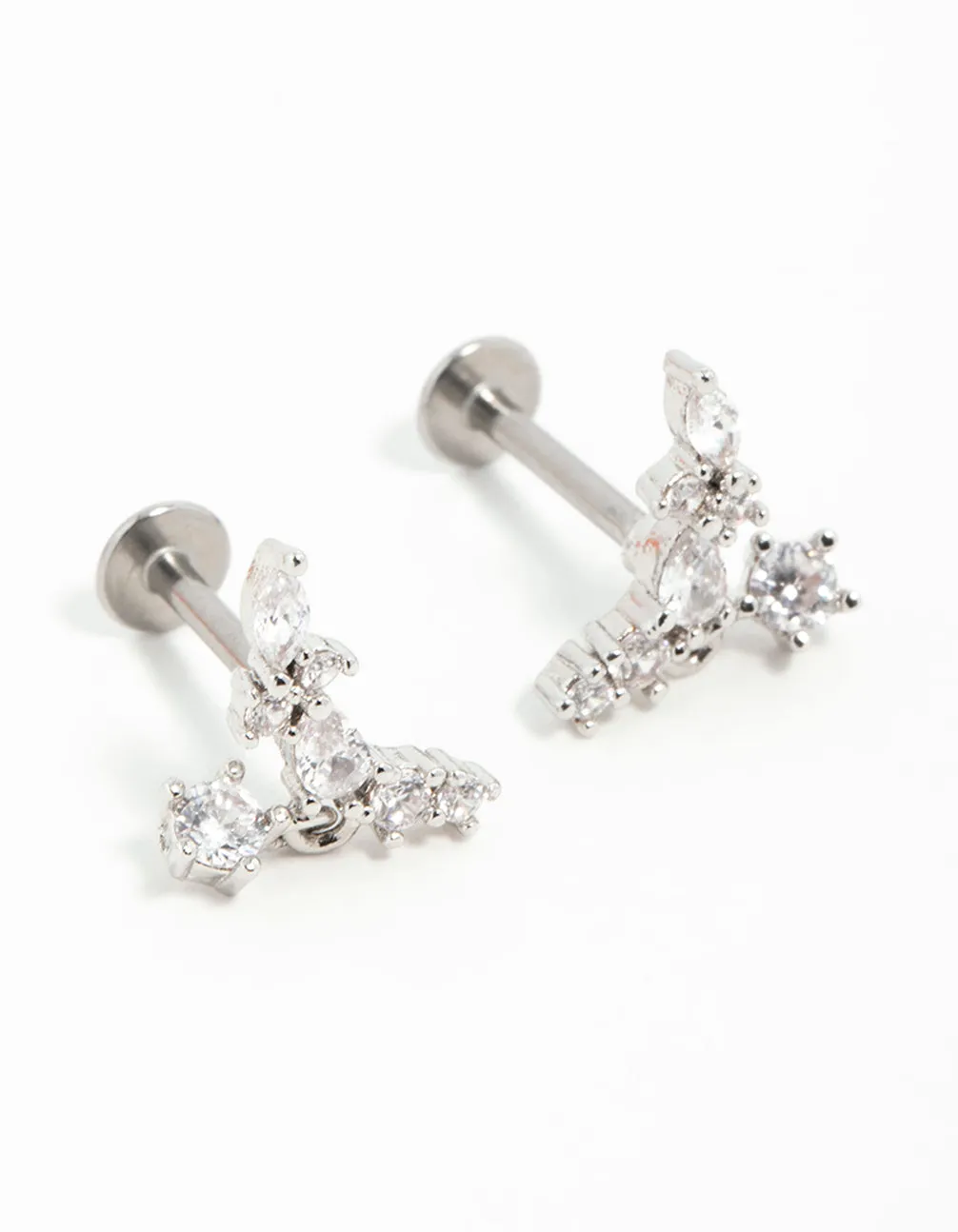Surgical Steel Cubic Zirconia Marquise Flat Back Earrings sold by lovisa