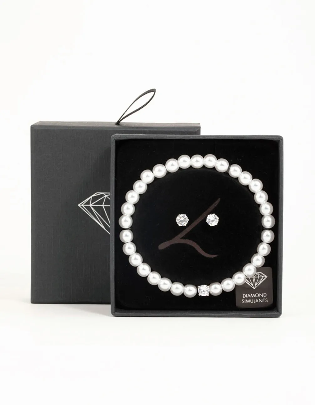Silver Cubic Zirconia Earrings & Pearl Bracelet Set sold by lovisa product image thumbnail 3