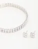 Silver Cubic Zirconia Flower Earrings & Tennis Bracelet Set sold by lovisa