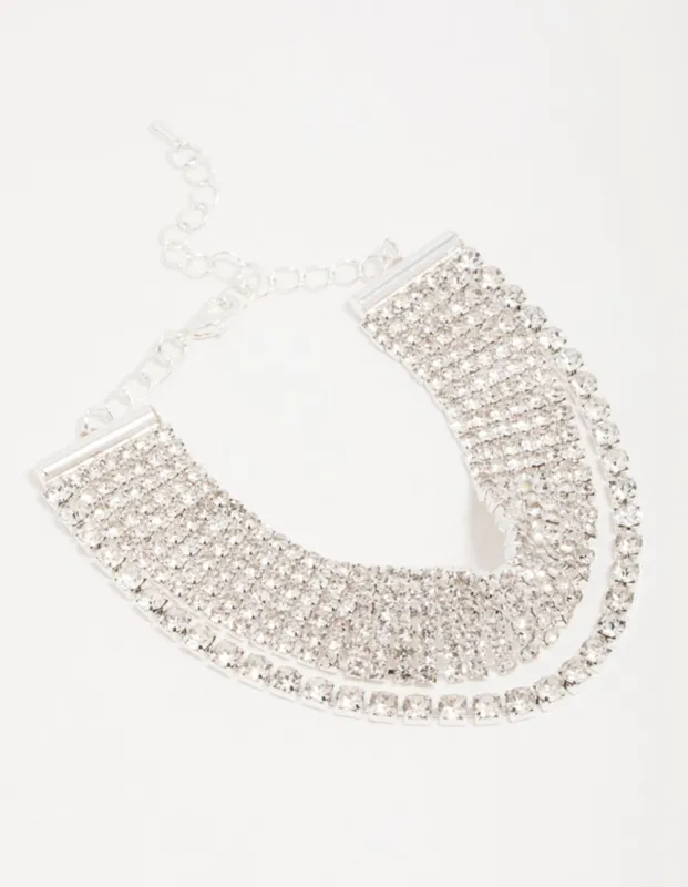 Silver Diamante Thick Tennis Bracelet sold by lovisa