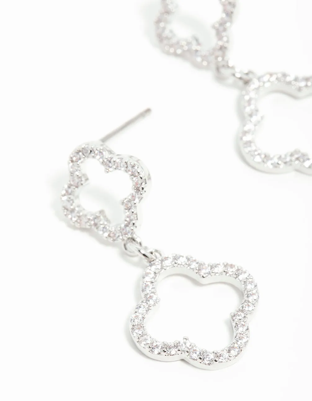 Silver Cubic Zirconia Flower Drop Earrings sold by lovisa product image thumbnail 4