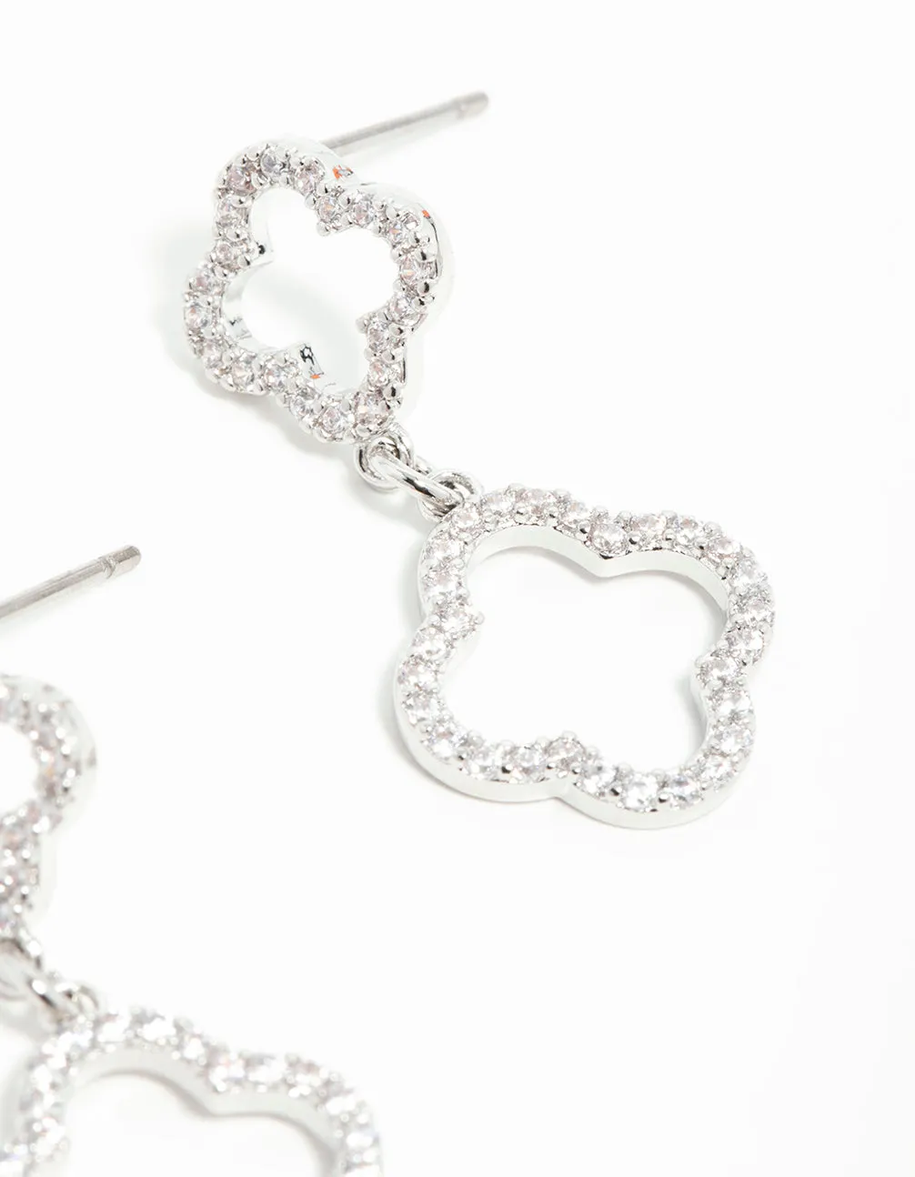 Silver Cubic Zirconia Flower Drop Earrings sold by lovisa product image thumbnail 5