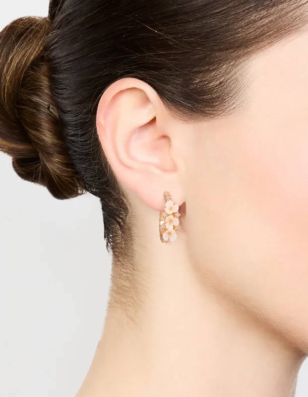 Gold Plated Dainty Floral Hoop Earrings sold by lovisa