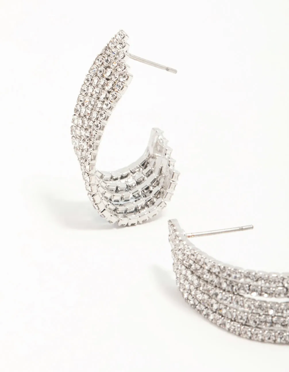 Silver Diamante Cascading Cupchain Hoop Earrings sold by lovisa product image thumbnail 2