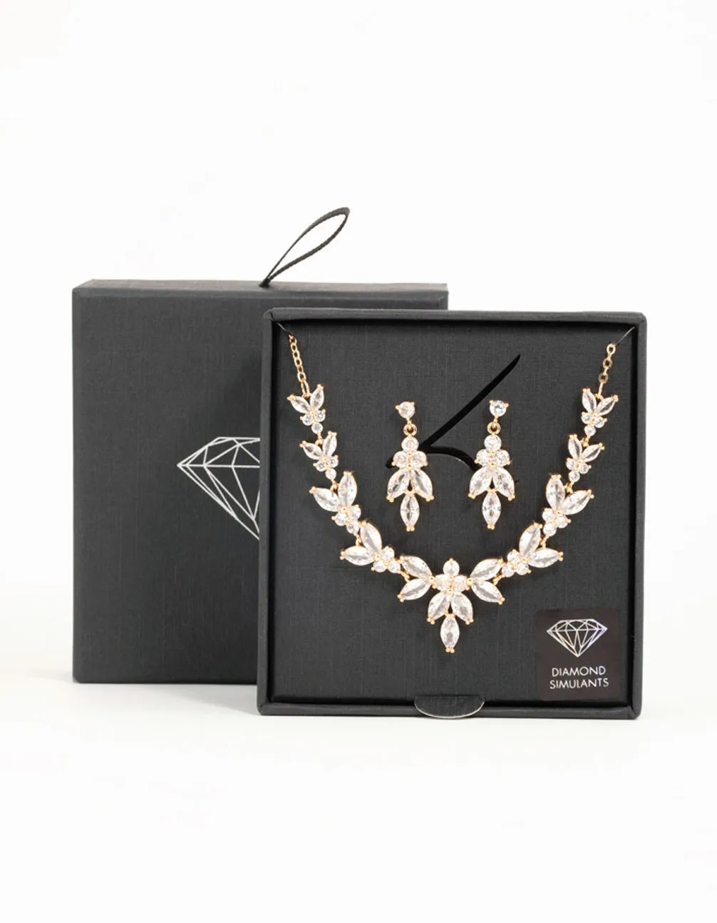 Gold Cubic Zirconia Leaf Vine Necklace & Earrings Set sold by lovisa product image thumbnail 3