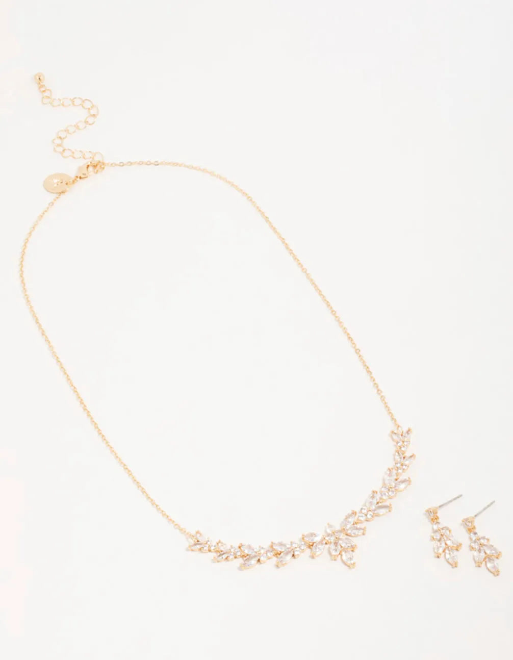 Gold Cubic Zirconia Leaf Vine Necklace & Earrings Set sold by lovisa product image thumbnail 2