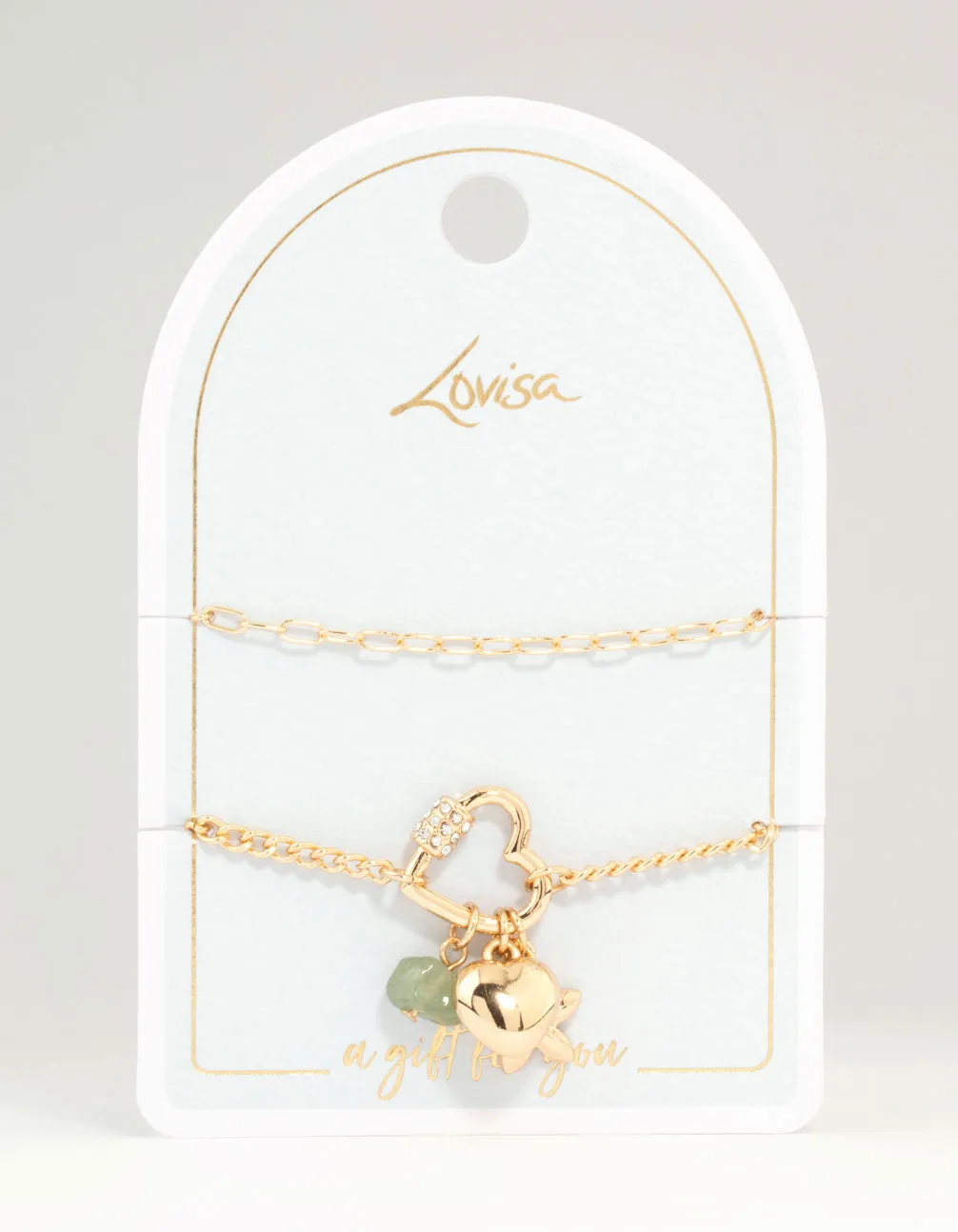 Gold Heart Semiprecious Charm Bracelets 2-Pack sold by lovisa