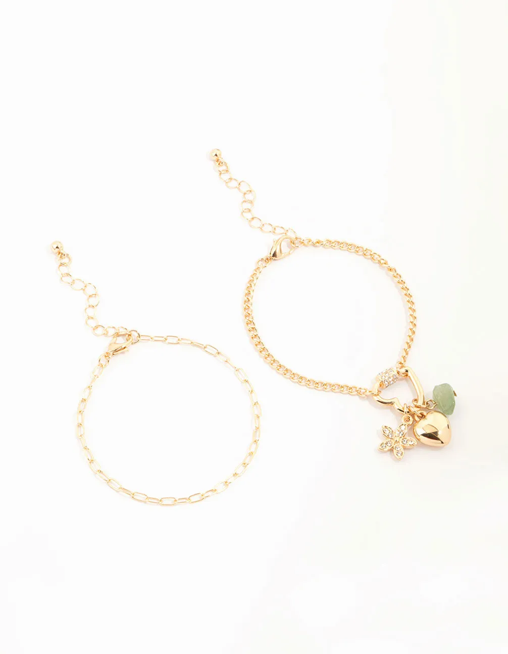 Gold Heart Semiprecious Charm Bracelets 2-Pack sold by lovisa product image thumbnail 2