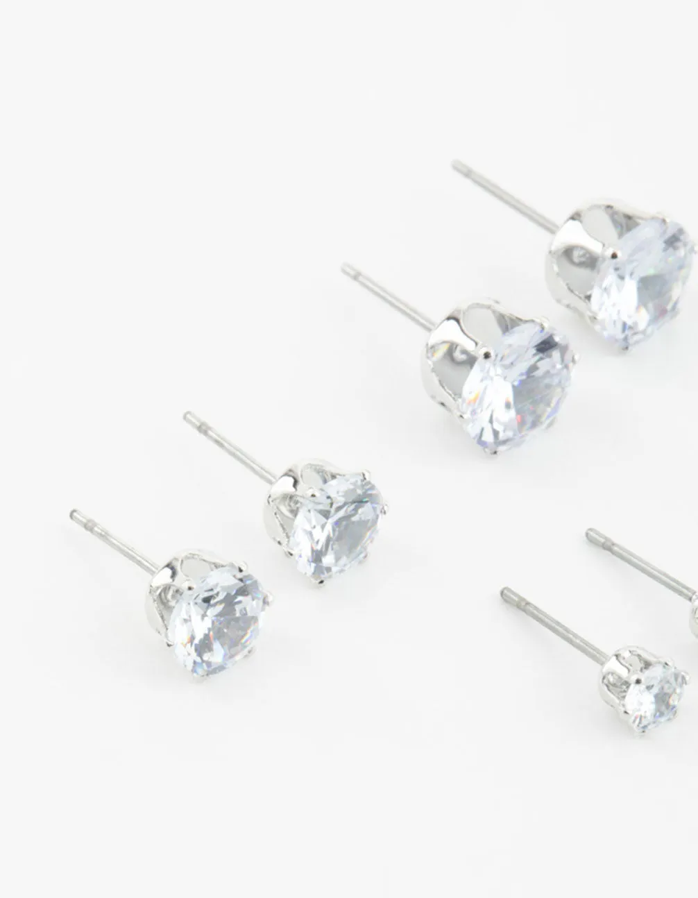 Silver Diamante Mixed Size Stud Earrings 3-Pack sold by lovisa product image thumbnail 2