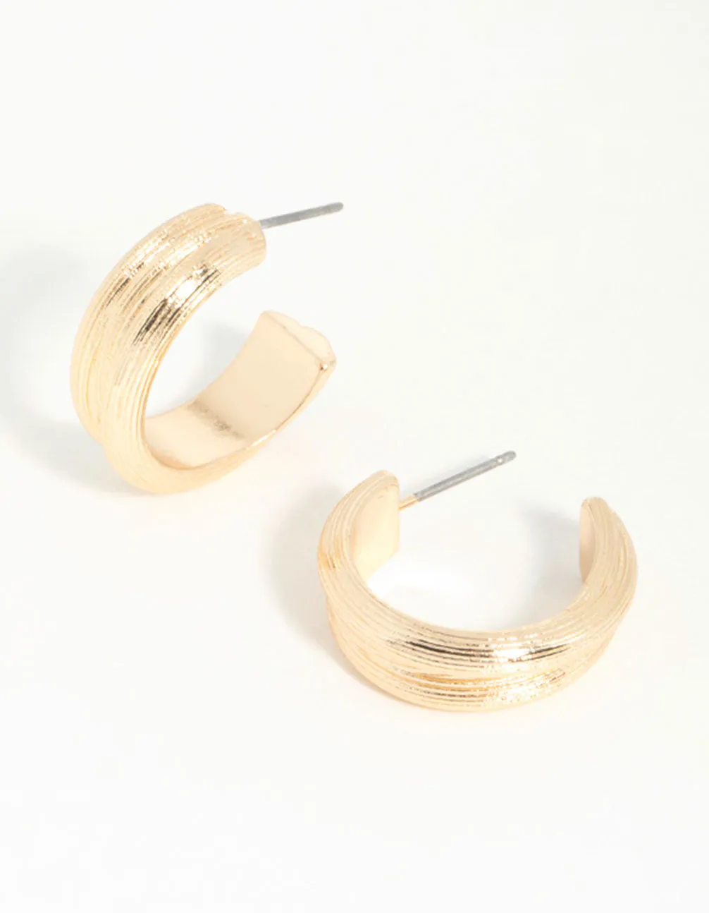 Gold Brushed Textured Hoop Earrings sold by lovisa