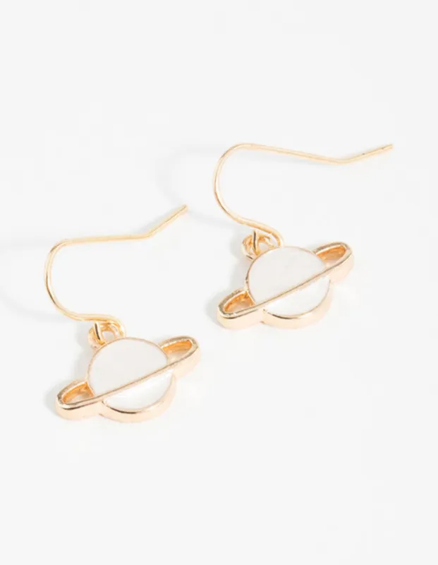 Gold Planet Hook Earrings sold by lovisa