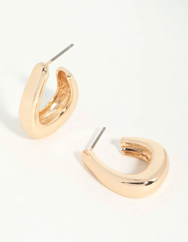 Gold Baguette Long Hoop Earrings sold by lovisa