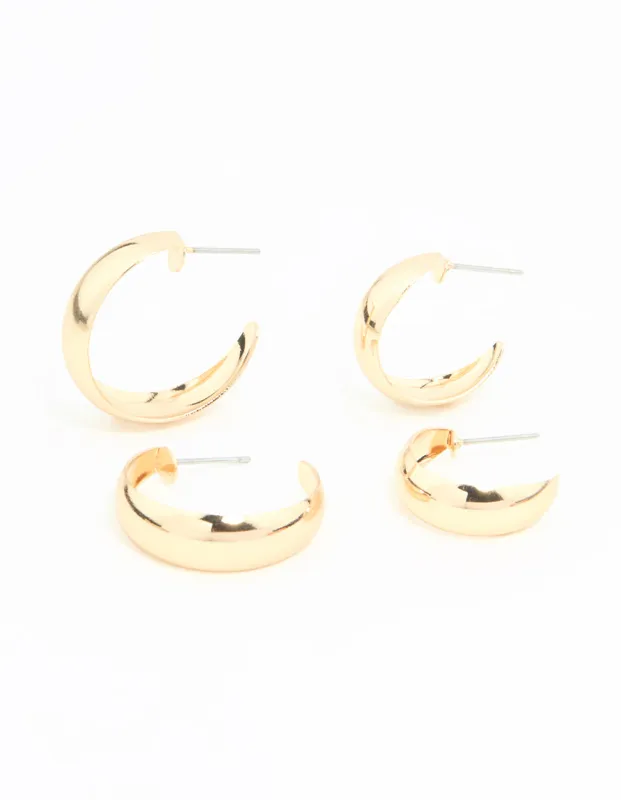 Gold Teardrop & Round Hoop Earrings 2-Pack sold by lovisa
