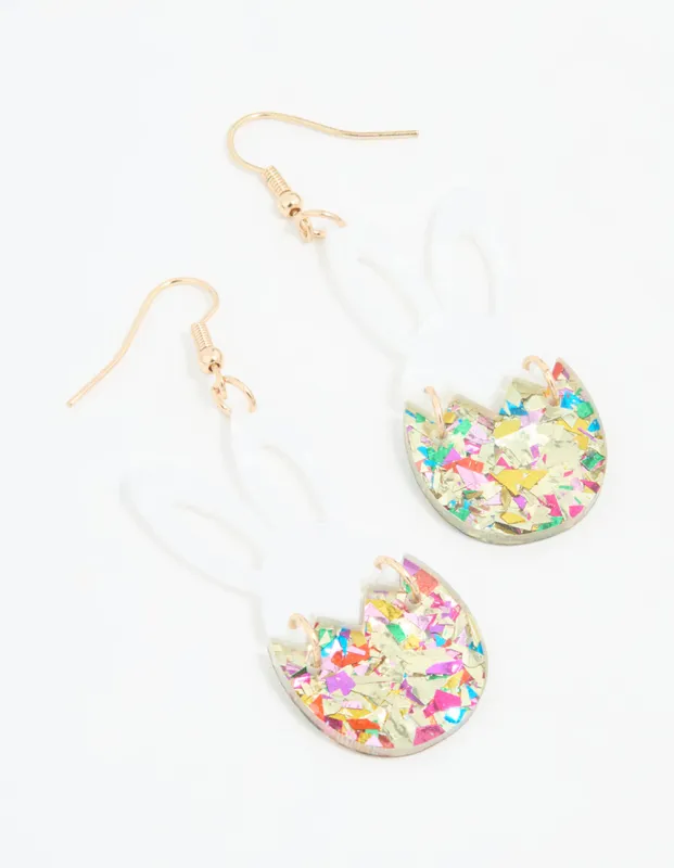 Gold Sequin Shaker Bunny Egg Drop Earrings sold by lovisa