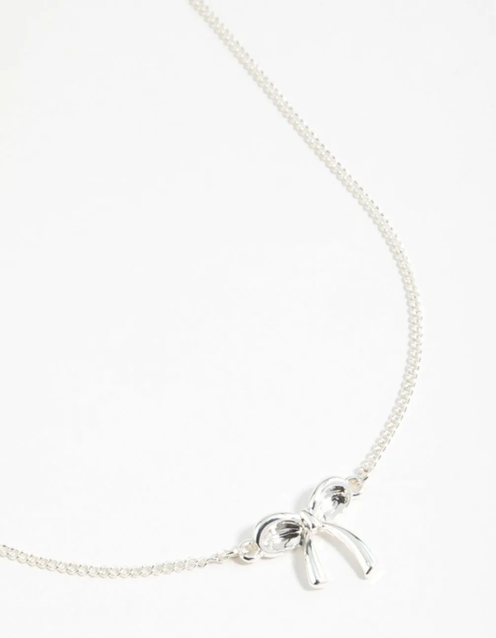 Silver Plain Bow Necklace sold by lovisa