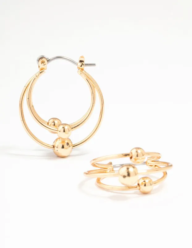 Gold Ball Hoop Earrings sold by lovisa