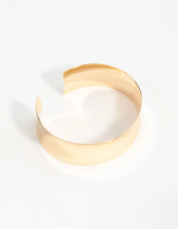 Gold Flat Wide Wrist Cuff sold by lovisa