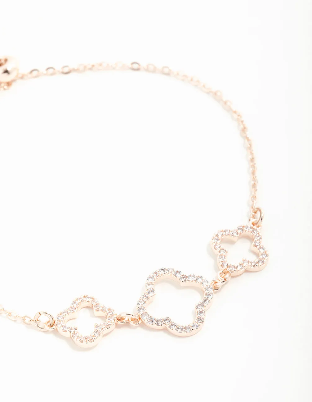 Rose Gold Cubic Zirconia Flower Trio Toggle Bracelet sold by lovisa product image thumbnail 2