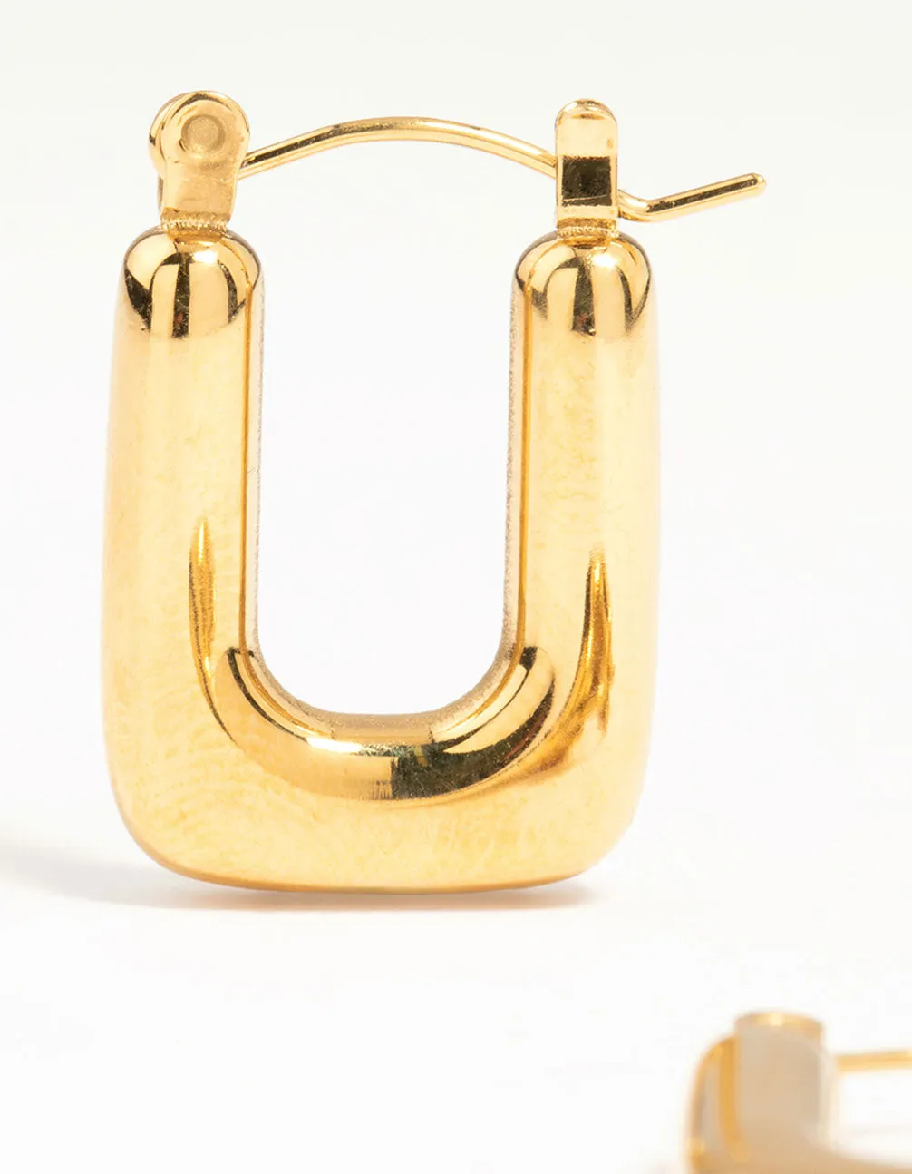 Waterproof Gold Plated Stainless Steel Organic Rectangle Hoop Earrings sold by lovisa product image thumbnail 2