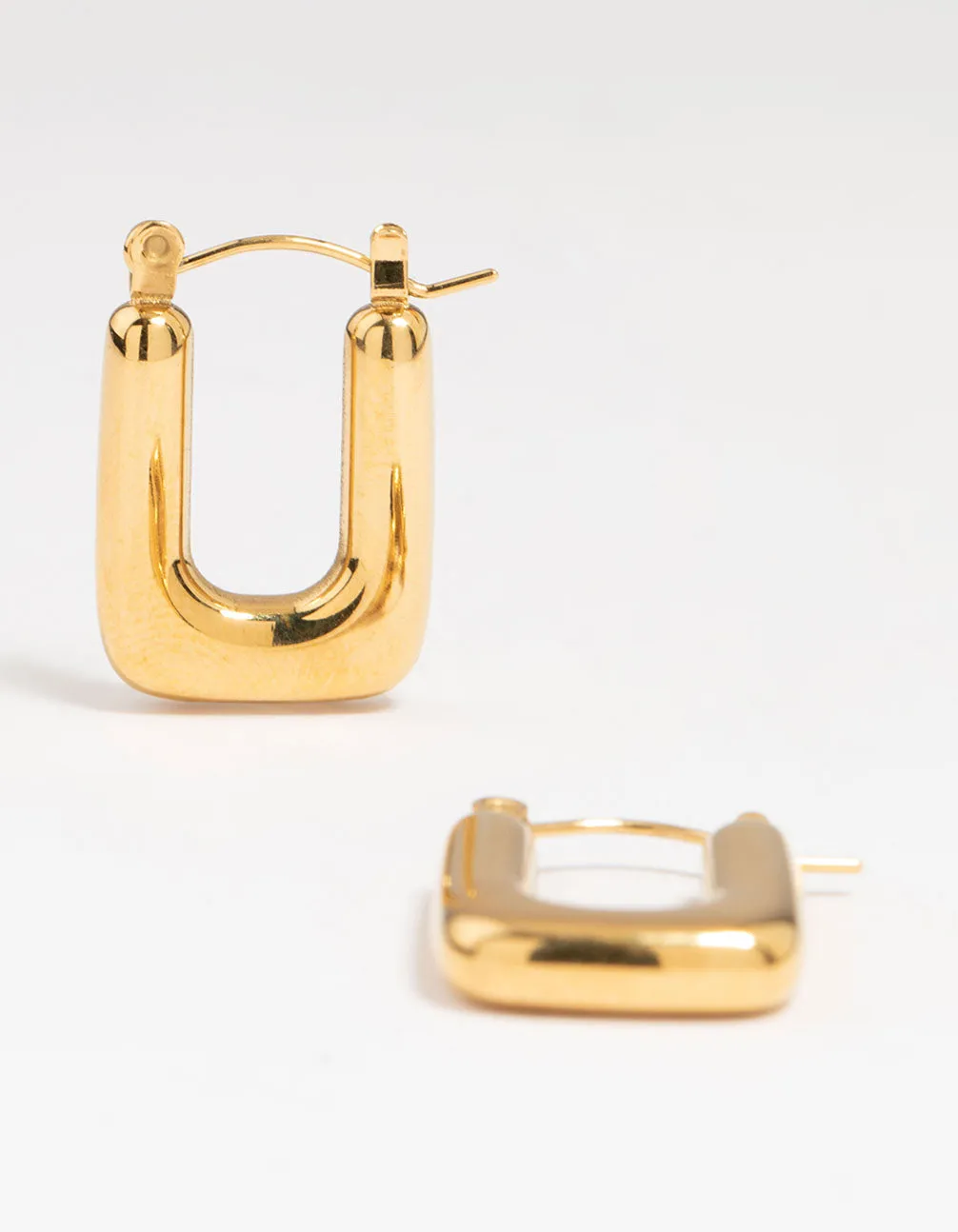 Waterproof Gold Plated Stainless Steel Organic Rectangle Hoop Earrings sold by lovisa