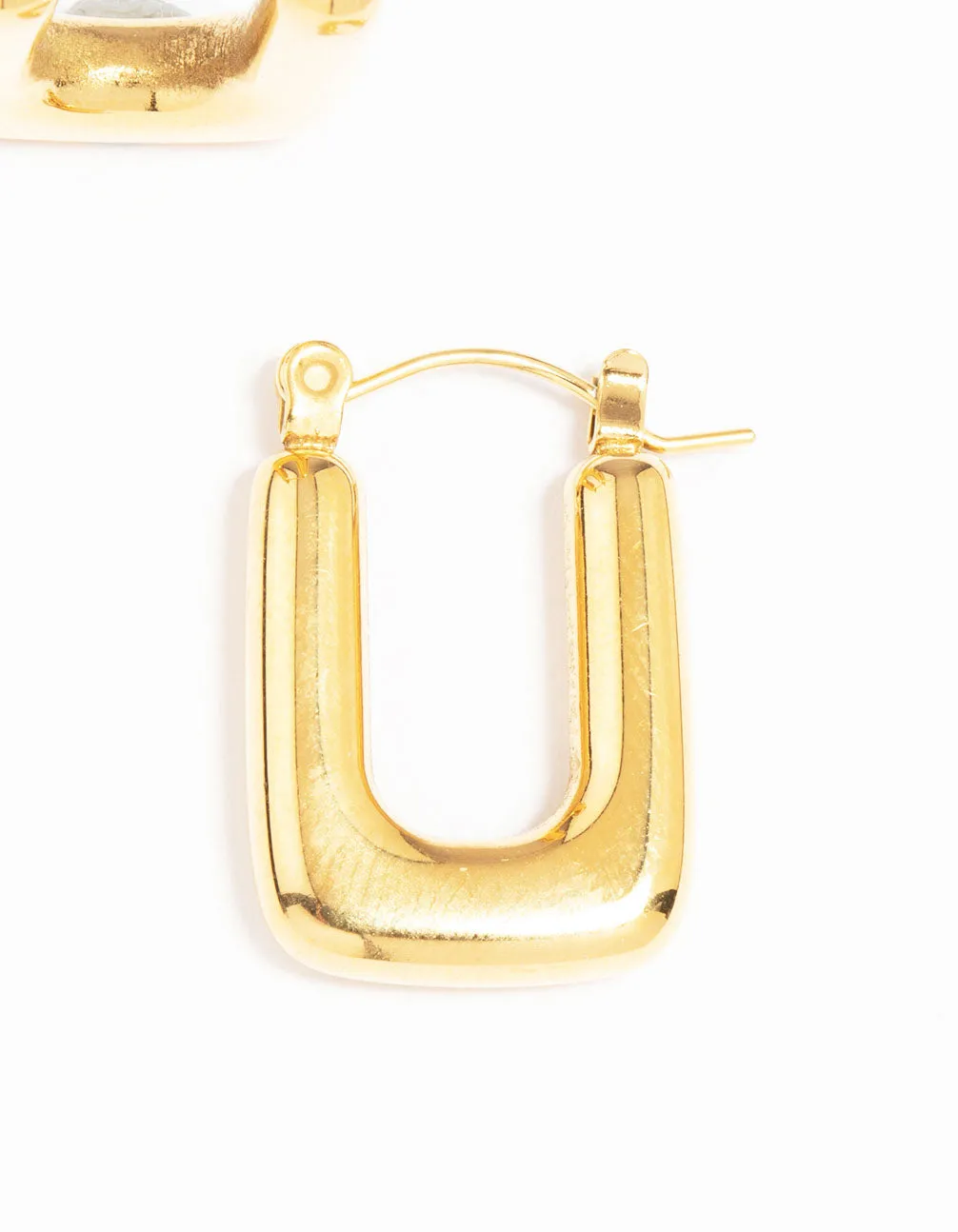 Waterproof Gold Plated Stainless Steel Organic Rectangle Hoop Earrings sold by lovisa product image thumbnail 3
