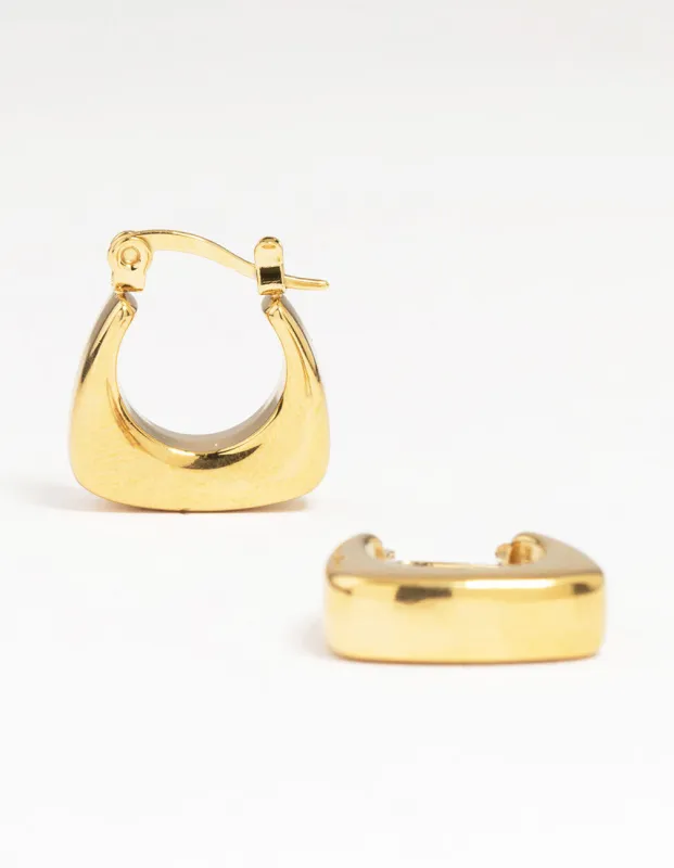 Waterproof Gold Plated Stainless Steel Thick Bottom Curved Hoop Earrings sold by lovisa