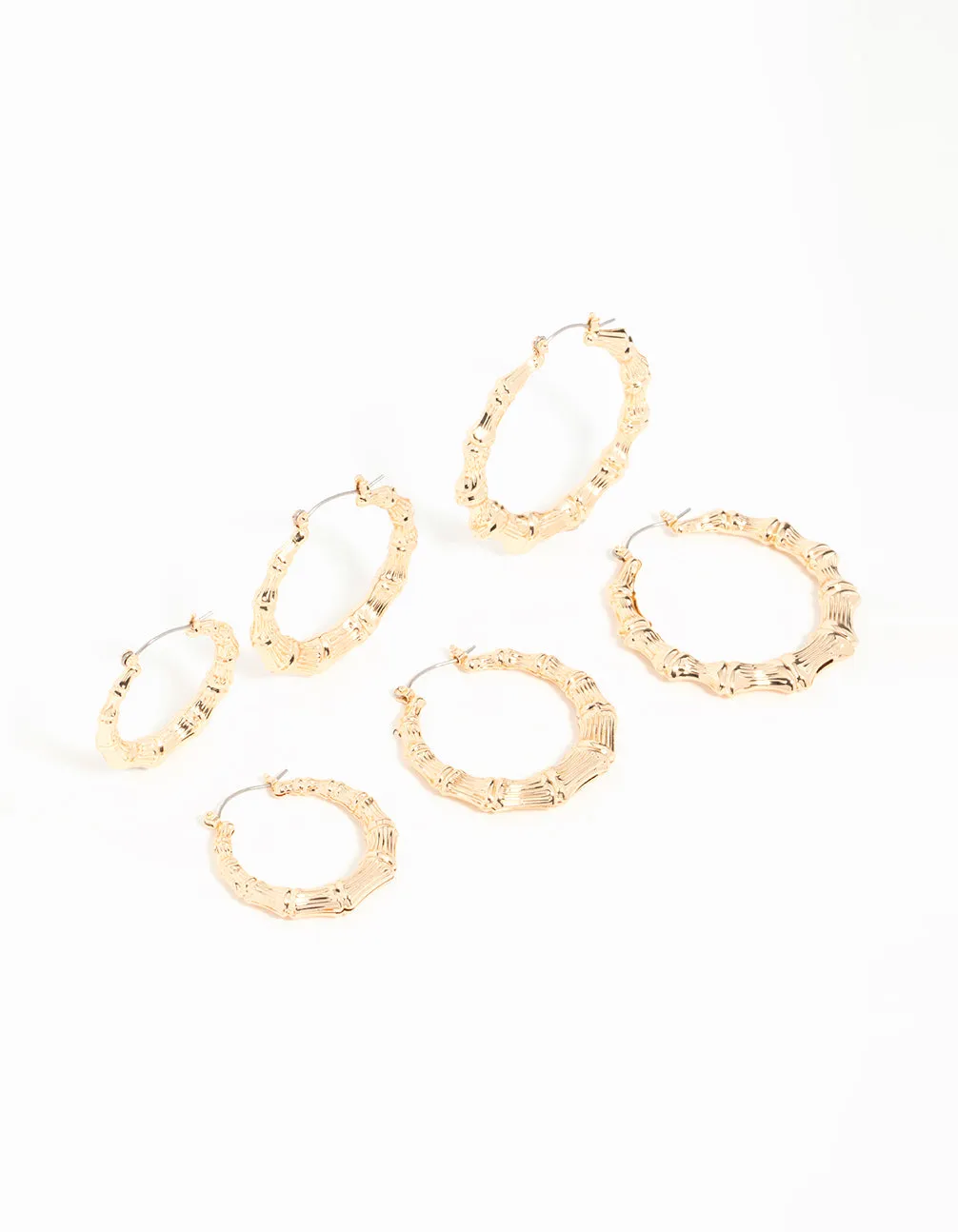 Gold Bamboo Hoop Earrings 3-Pack sold by lovisa