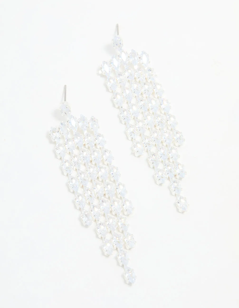 Silver Cubic Zirconia Cascading Drop Earrings sold by lovisa