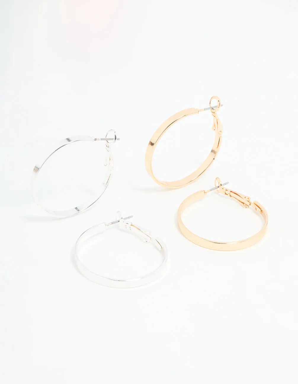 Mixed Metal Flat Hoop Earrings 2-Pack sold by lovisa