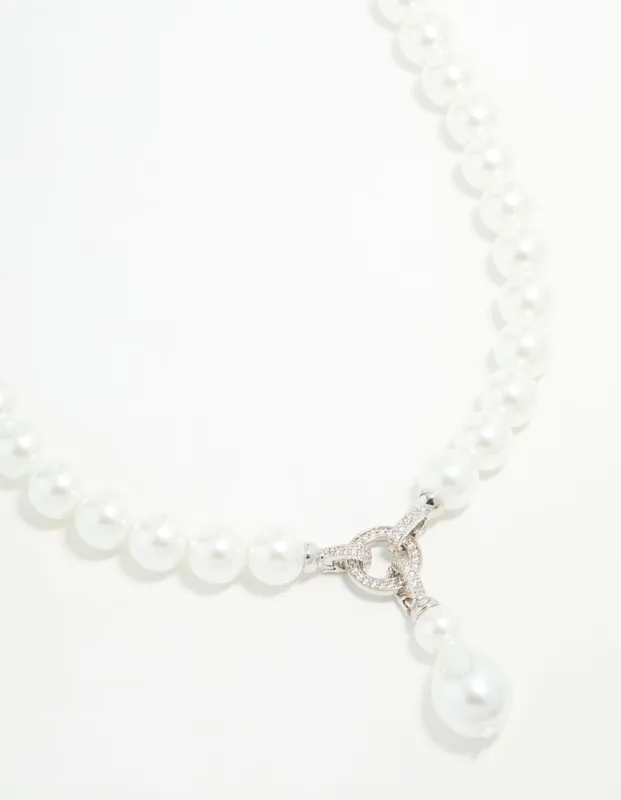 Silver Pearl Cubic Zirconia Short Necklace sold by lovisa