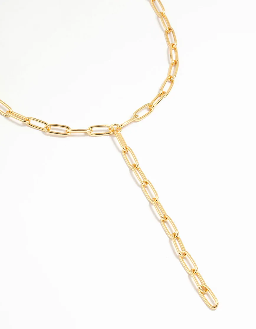 Gold Plated Paperclip Link Chain Y-Necklace sold by lovisa