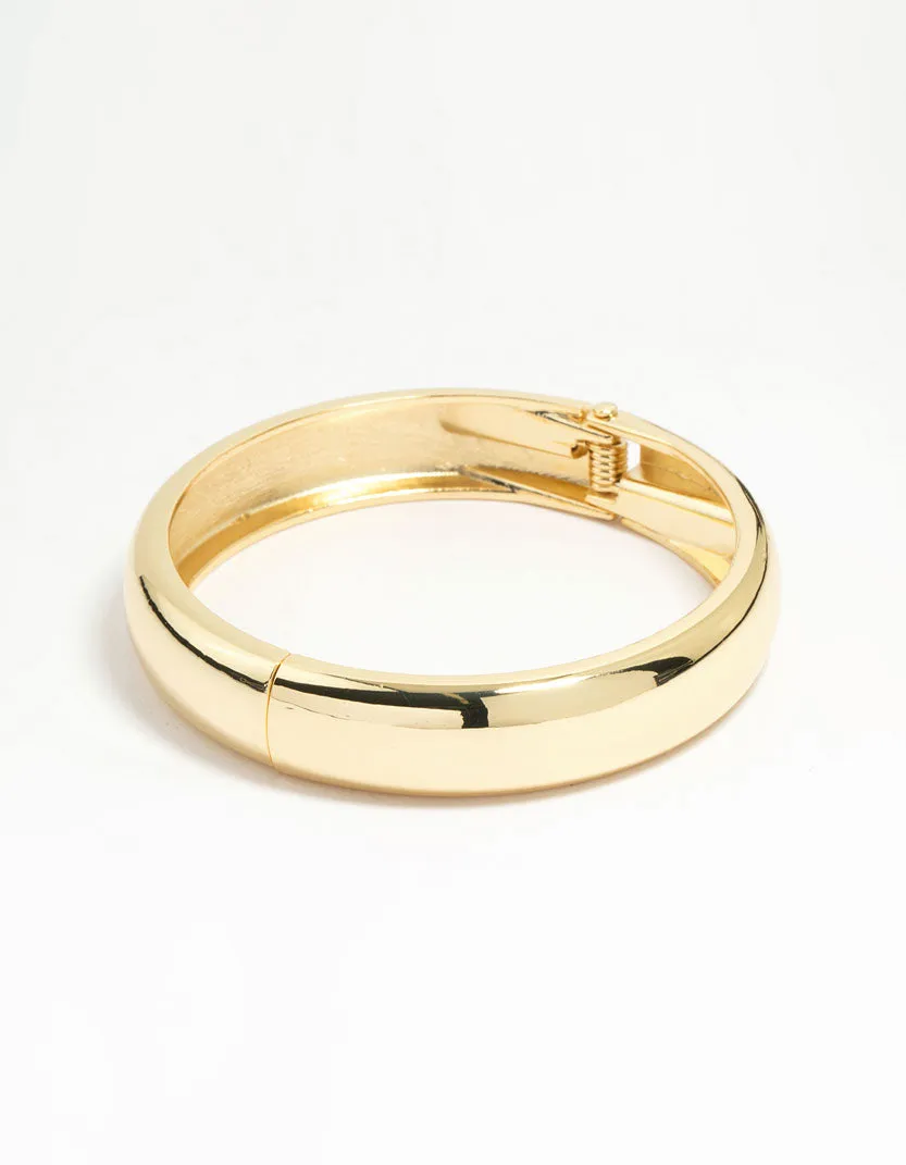 Gold Plated Smooth Hinged Bangle sold by lovisa