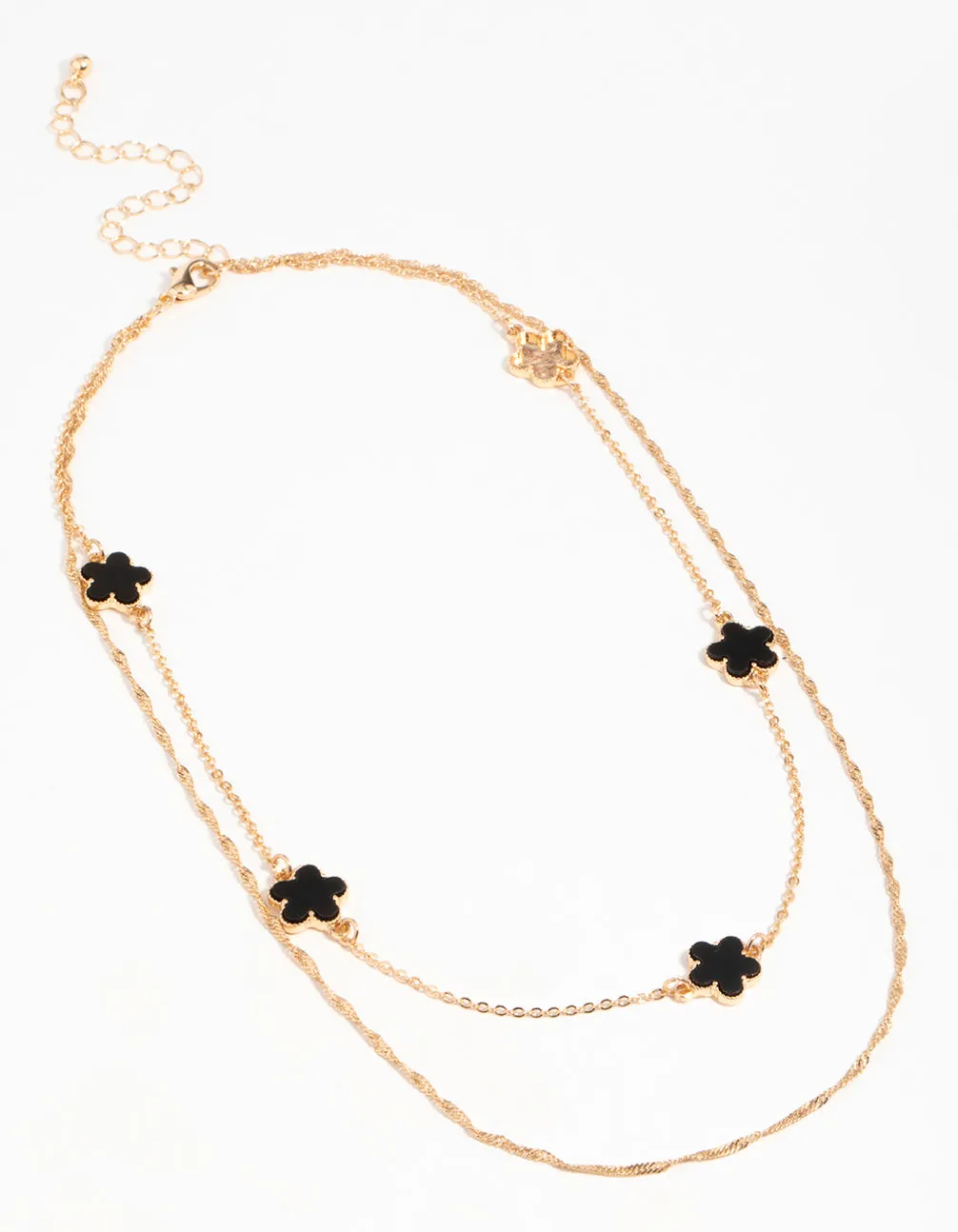 Gold Black Black Flower Layered Necklace sold by lovisa product image thumbnail 2