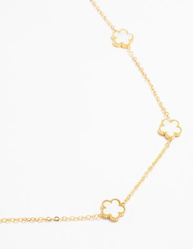 Waterproof Gold Plated Stainless Shell Petal Flower Pendant Necklace sold by lovisa