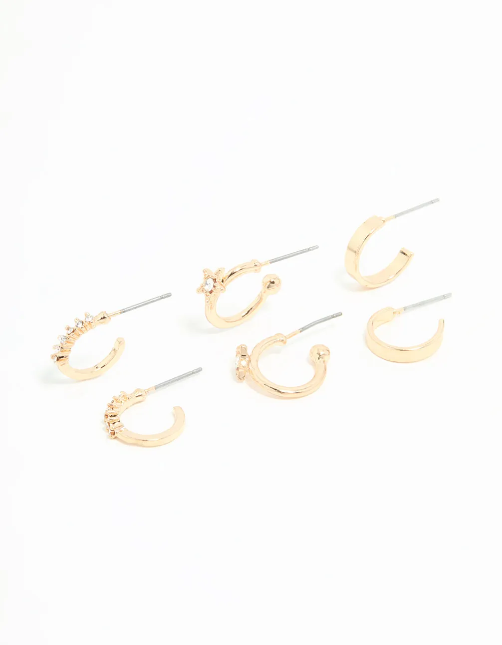 Gold Diamante Star Huggie Earrings 3-Pack sold by lovisa