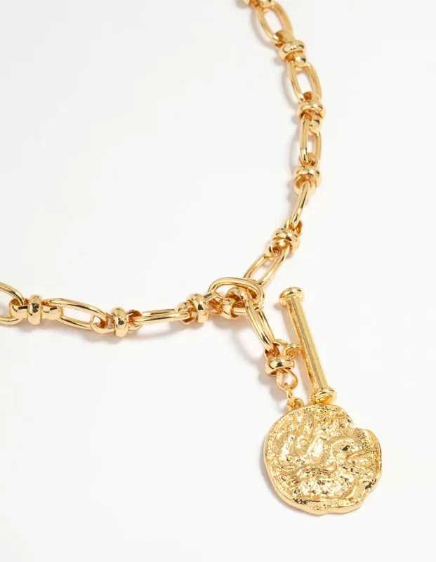 Gold Plated Coin Pendant T&O Necklace sold by lovisa
