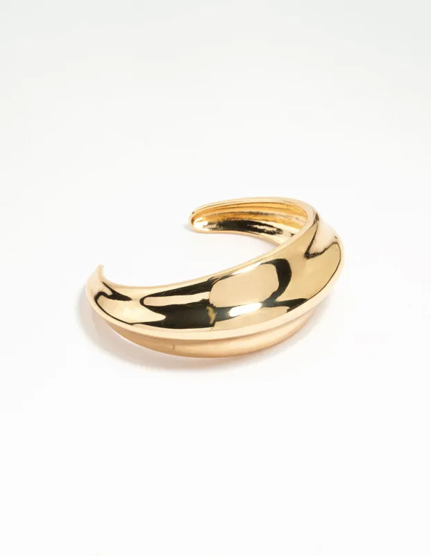Gold Plated Thick Wrist Cuff sold by lovisa