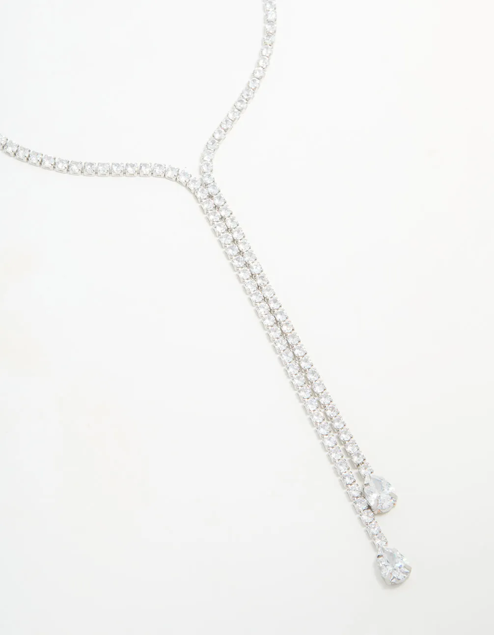 Silver Cubic Zirconia Split Y-Necklace sold by lovisa