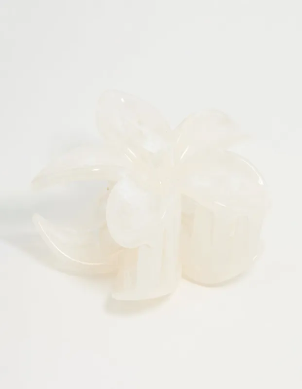 White Marble Frangipani Hair Claw Clip sold by lovisa