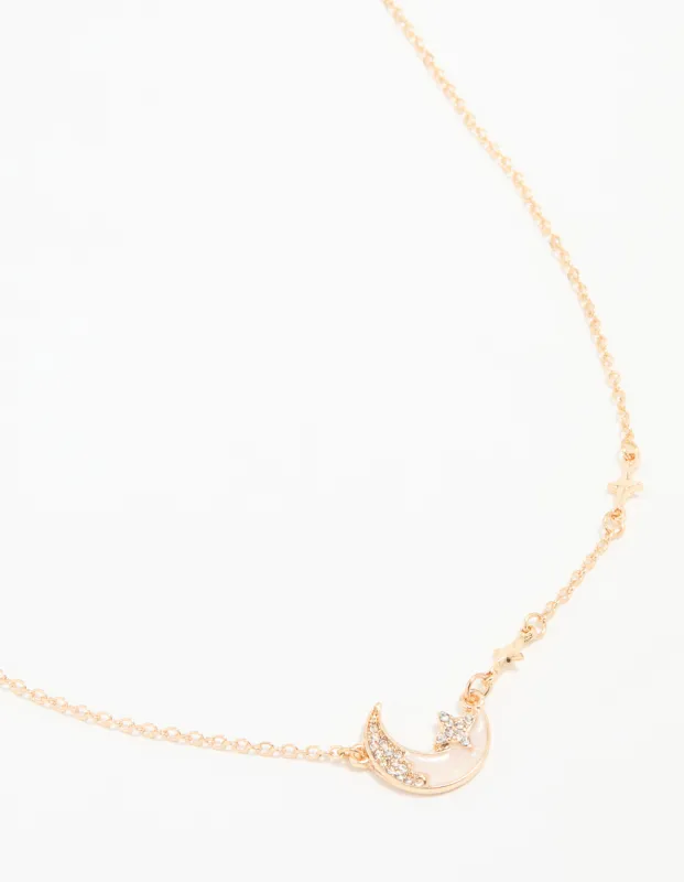 Gold Celestial Moon Pendant Necklace sold by lovisa