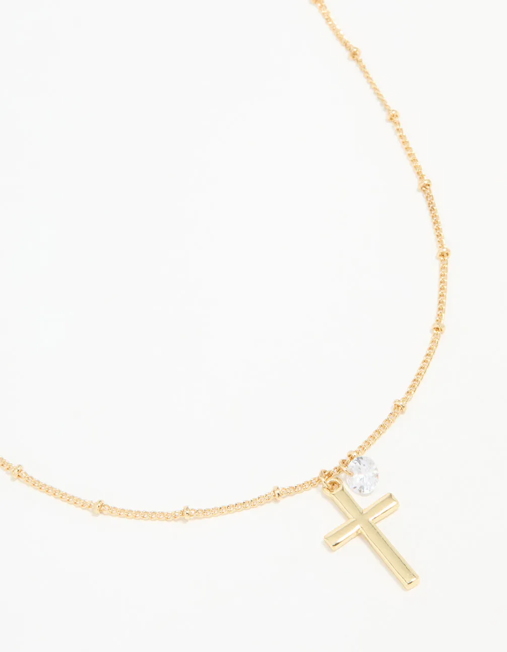 Gold Plated Cubic Zirconia Cross Pendant Necklace sold by lovisa