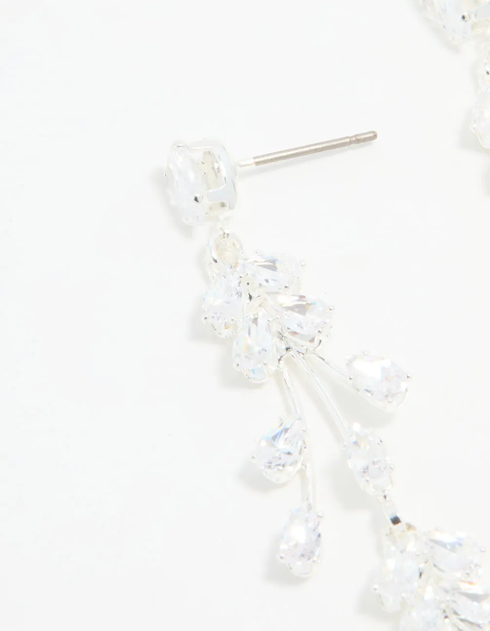 Silver Cubic Zirconia Fan-Shaped Drop Earrings sold by lovisa product image thumbnail 2