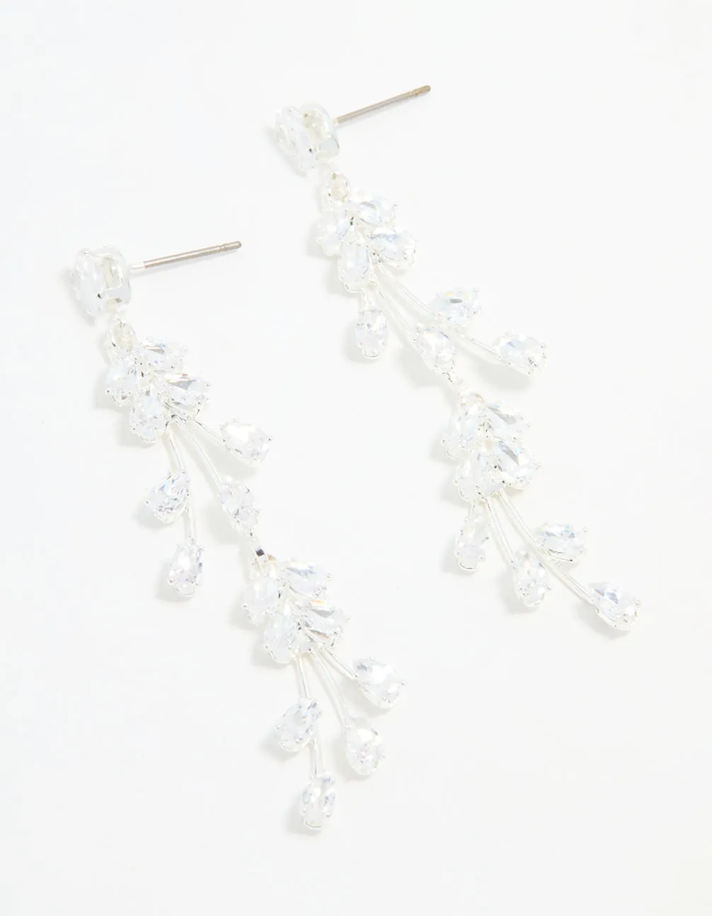 Silver Cubic Zirconia Fan-Shaped Drop Earrings sold by lovisa